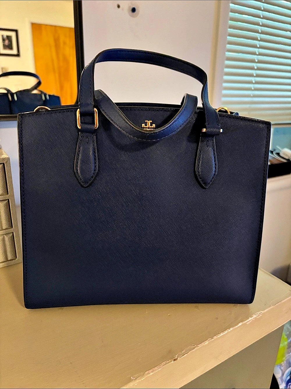 Tory Burch Robinson Small Double-Zip Tote Blue